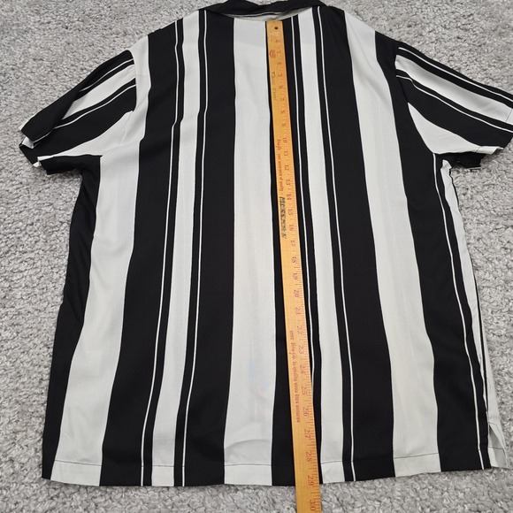 7Diamonds Shirt Men Small Black White‎  All Shook Up Vertical Stripe Rockabilly - Picture 8 of 9
